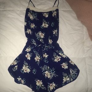 Blue, flower detail romper
